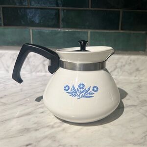 SOLD: Vintage blue cornflower Corningware tea coffee pot w/infuser